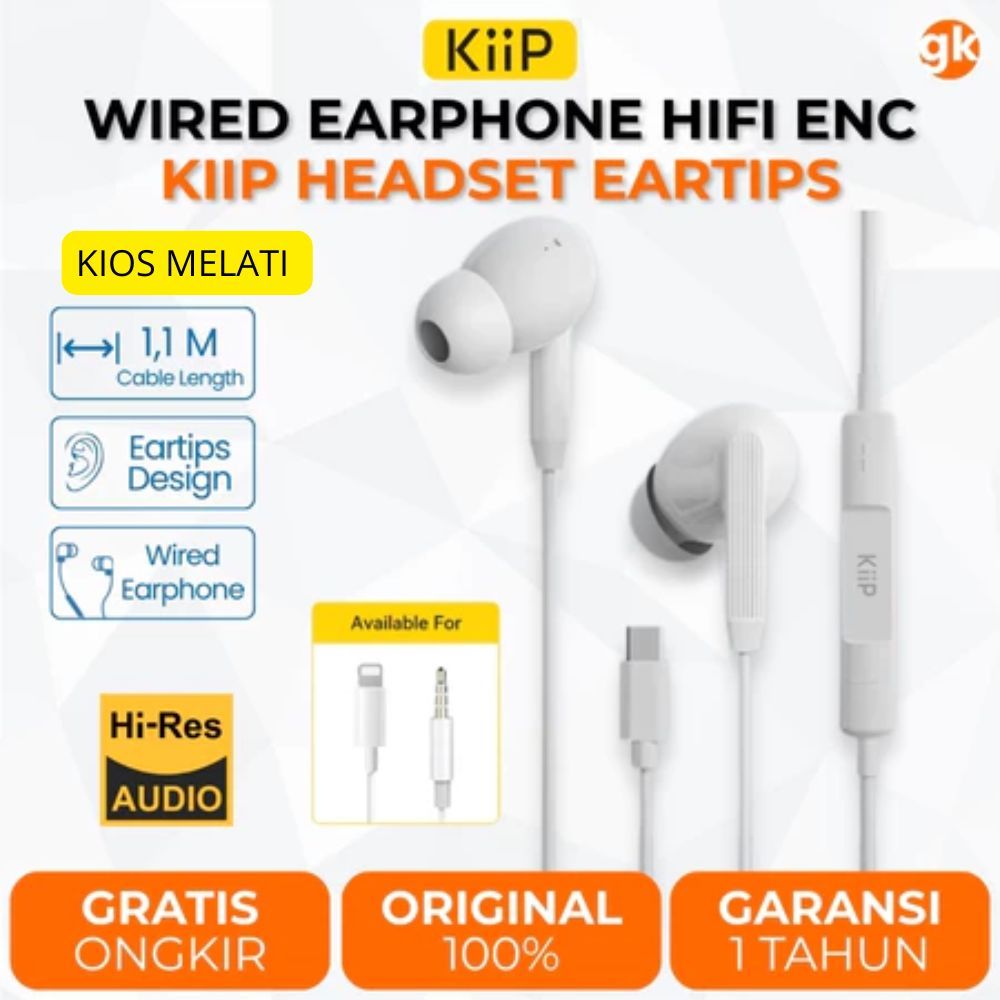 KiiP Headset Handsfree Lightning Wired Headset Kabel Anti Delay Earphone - Headset Kabel Iphone Kiip