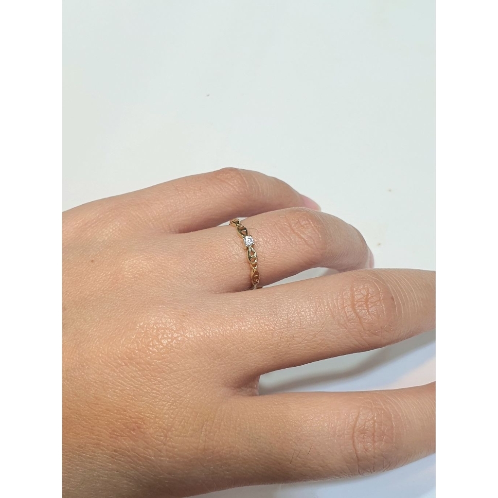 Cincin Emas Kuning Fashion Wanita Solitaire 0.71 Gram 700 16K Size 10 (CH448)
