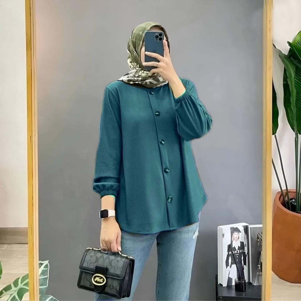 Kemeja Wanita crinkle airflow/blouse crinkle airflow/kemeja basic wanita