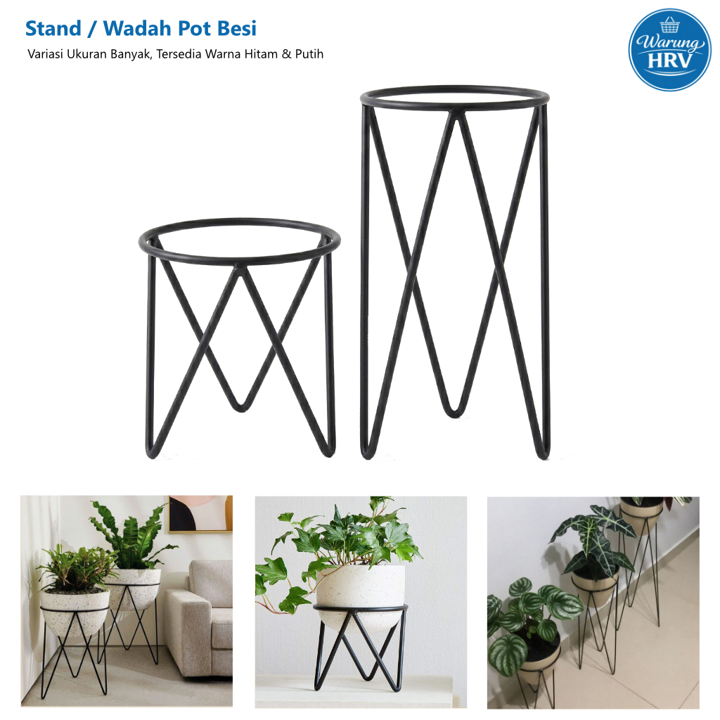 Standing Pot Besi / Wadah Pot Besi / Dudukan Pot Bunga - Model Kaki V