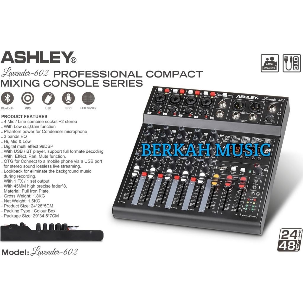 Mixer ashley lavender 602 original /mixer audio ashley lavender 602 original
