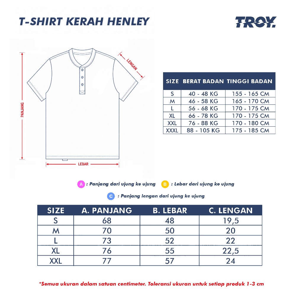 Troy Company Kaos Kerah Henley Lengan Pendek Hitam - Sigil Tshirt Henley Black KKD 3020