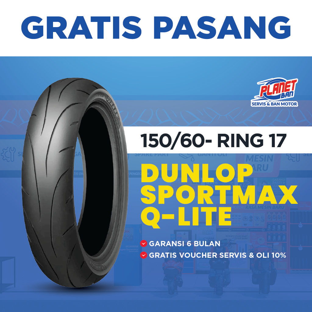 Ban Motor Ring 17 - 150/60 Dunlop Sportmax Q-Lite (Ban Motor BELAKANG Xabre, New CBR150, CB150R, Nin
