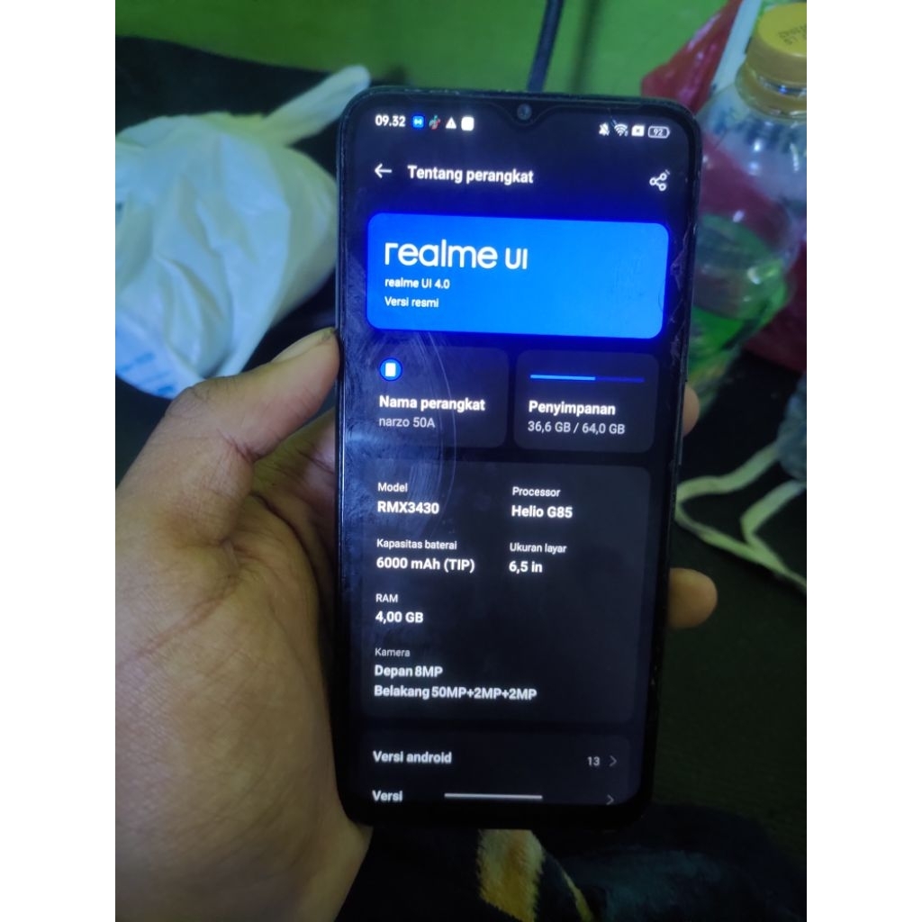 REALME NARZO 50A 4/64 HP DUS NORMAL SECOND
