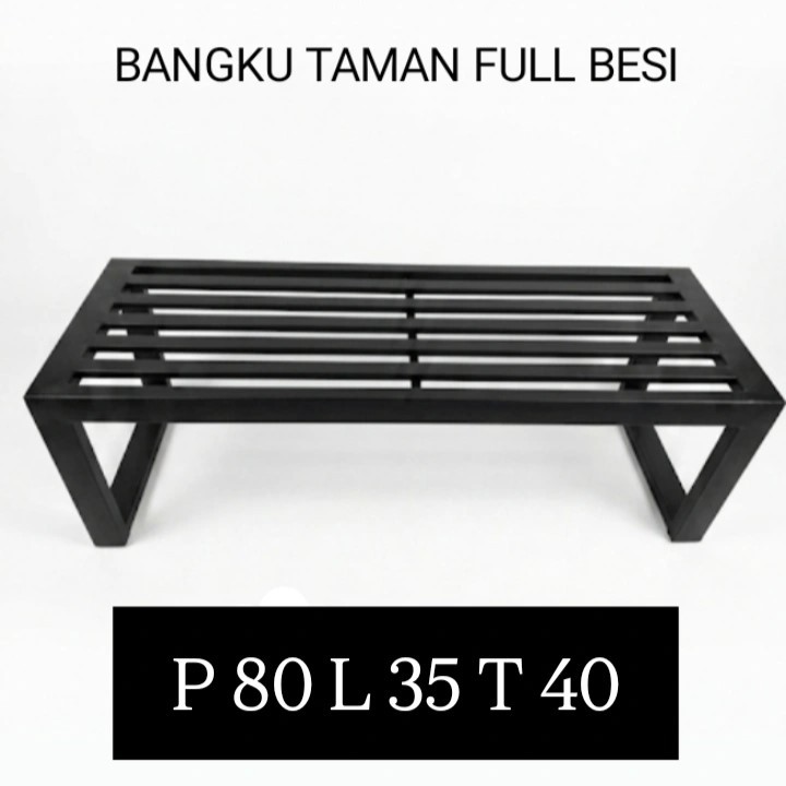 BANGKU TAMAN FULL BESI HOLO GALVANIS CAT SEMPROT 80CM