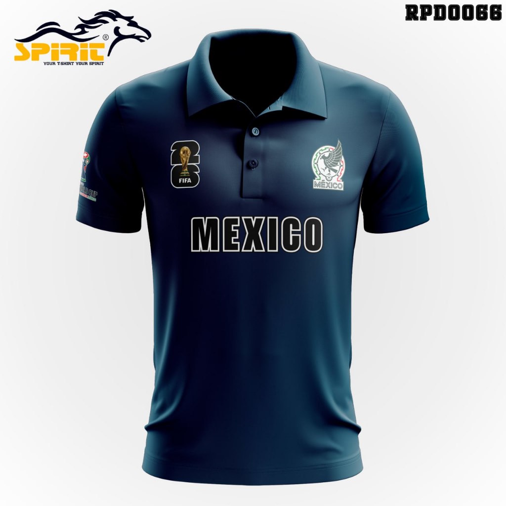 Baju Polo El Tri Timnas Piala Dunia 2026 Bola  Kaos Kerah Sepak Bola Lengan Pendek Jumbo