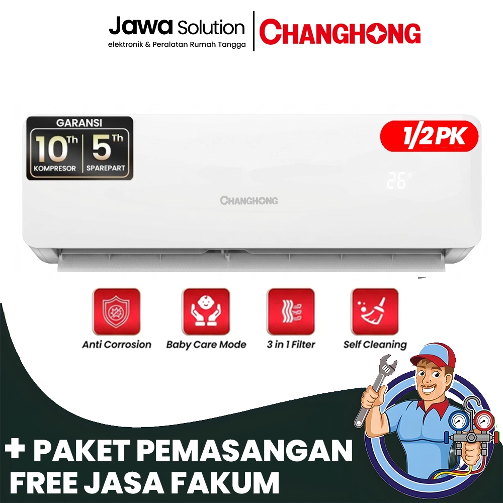 BIG SALE - AC CHANGHONG 1/2 PK CSC-05NVB4C/NVC/CSD + PASANG Garansi Resmi 10 Th