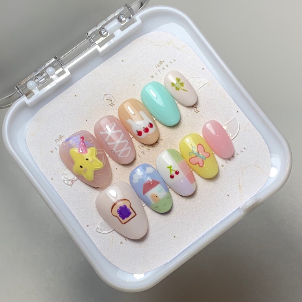 Pastel Press on Nails Kuku Palsu Pastel