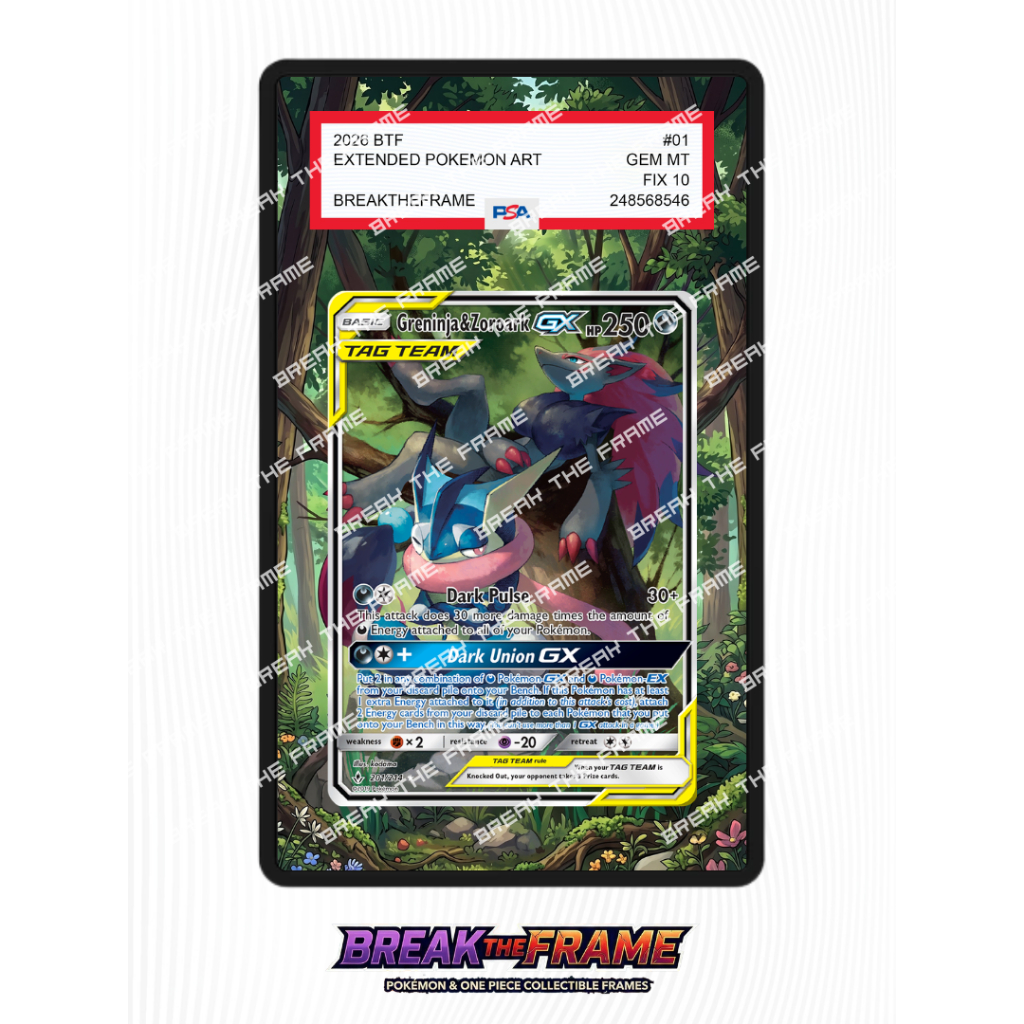 Greninja & Zoroark GX - Unbroken Bounds #201 - Extended Art Pokemon TCG for Slab Guard / Slab Sleeve