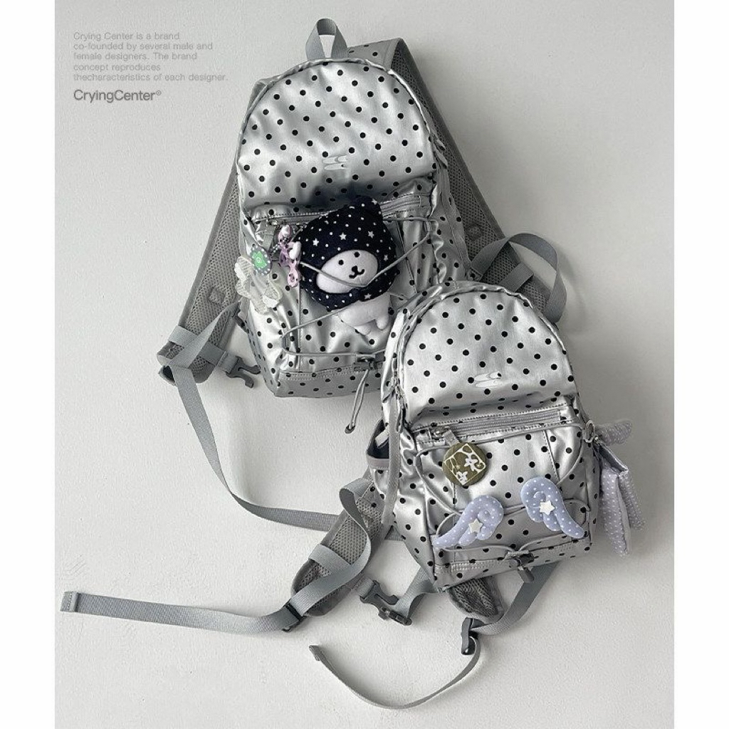 CRYING CENTER SILVER POLKA DOT BAG