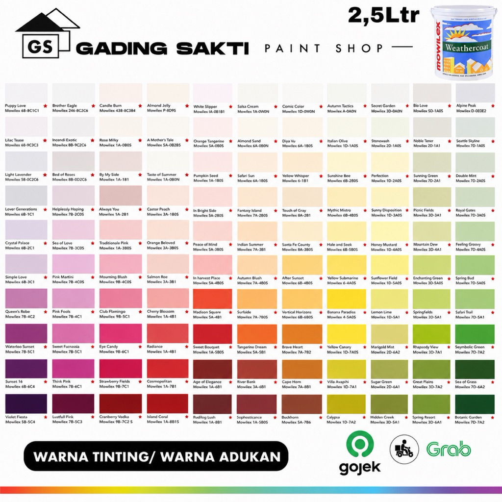Mowilex Weathercoat (Khusus Warna Tinting / Oplosan) Galon 2,5Ltr