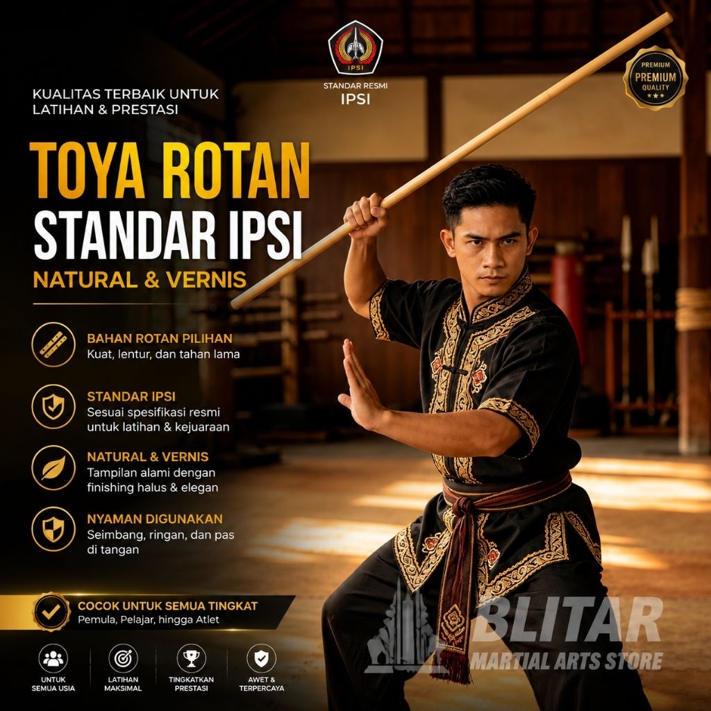 ( COD ) Toya rotan  Tongkat beladiri toya rotan pencak silat Indonesia ,seni beladiri wushu  tongkat