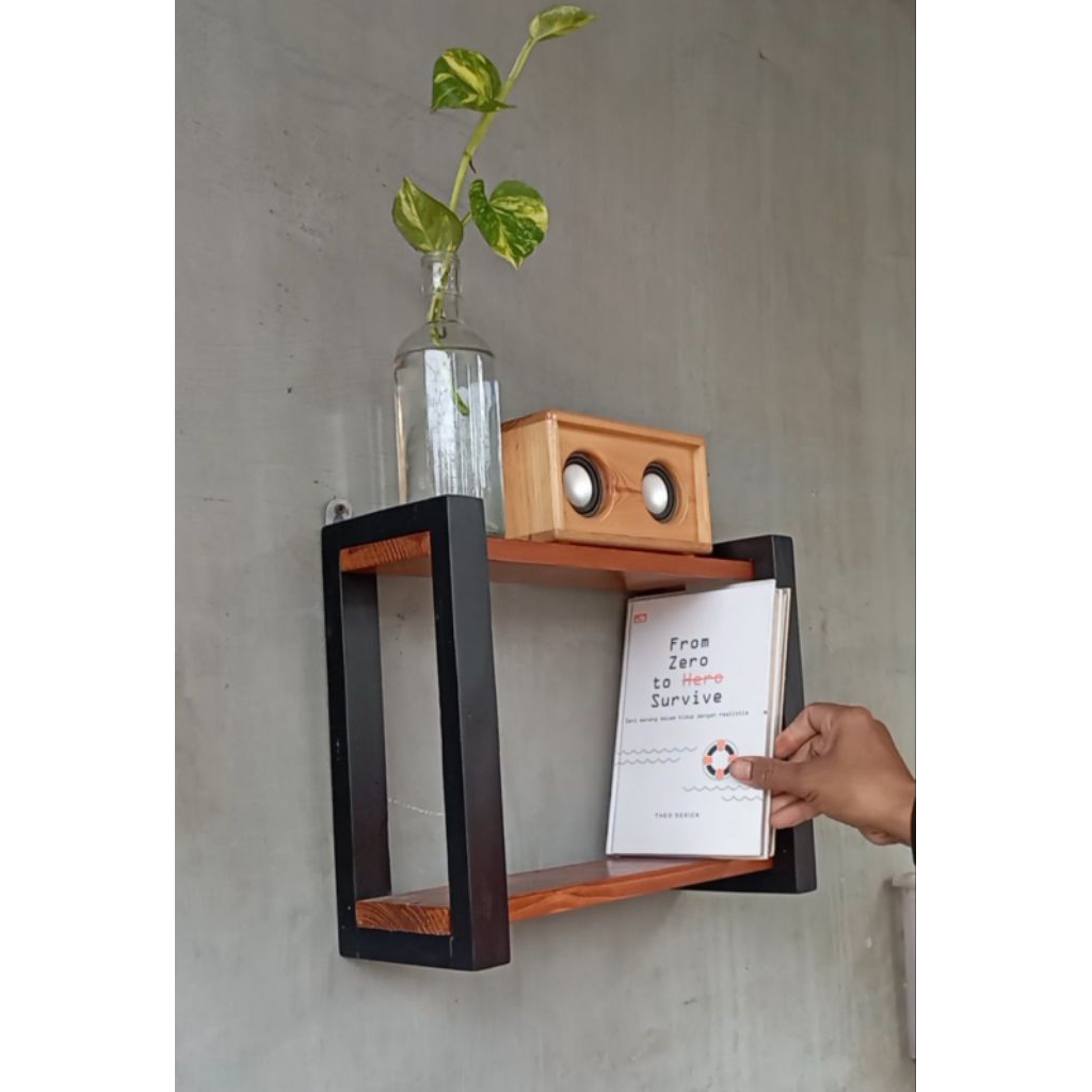 Rak bumbu / rak toples / Rak ambalan dinding kayu / Rak tempel serbaguna