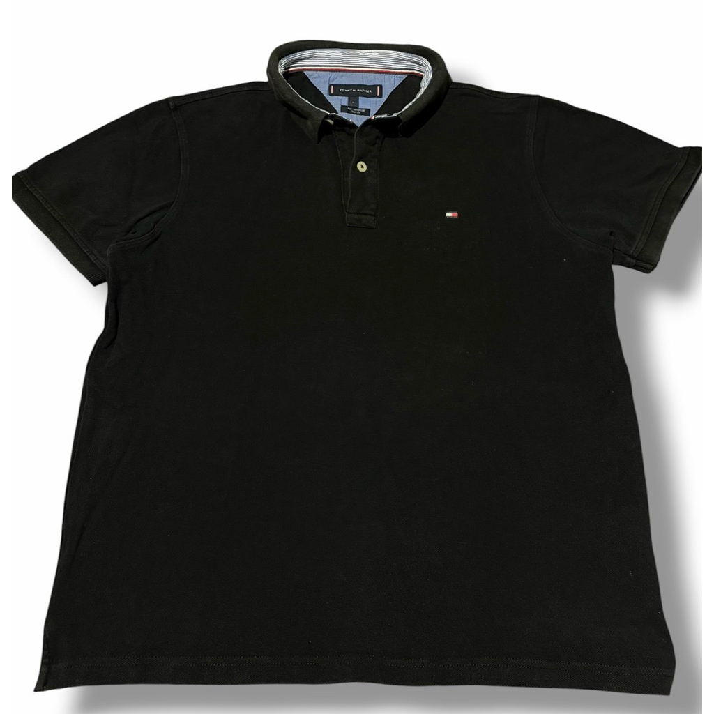 TOMMY HILFIGER Kaos Polo Simple Bordir Hitam Preloved