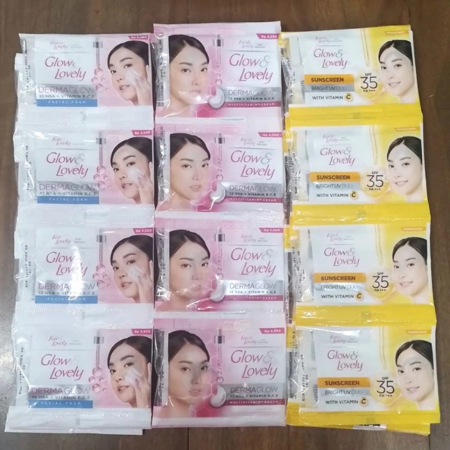 glow lovely sachet / glow lovely dermaglow / glow lovely sunscreen / glow lovely glassbright sachet
