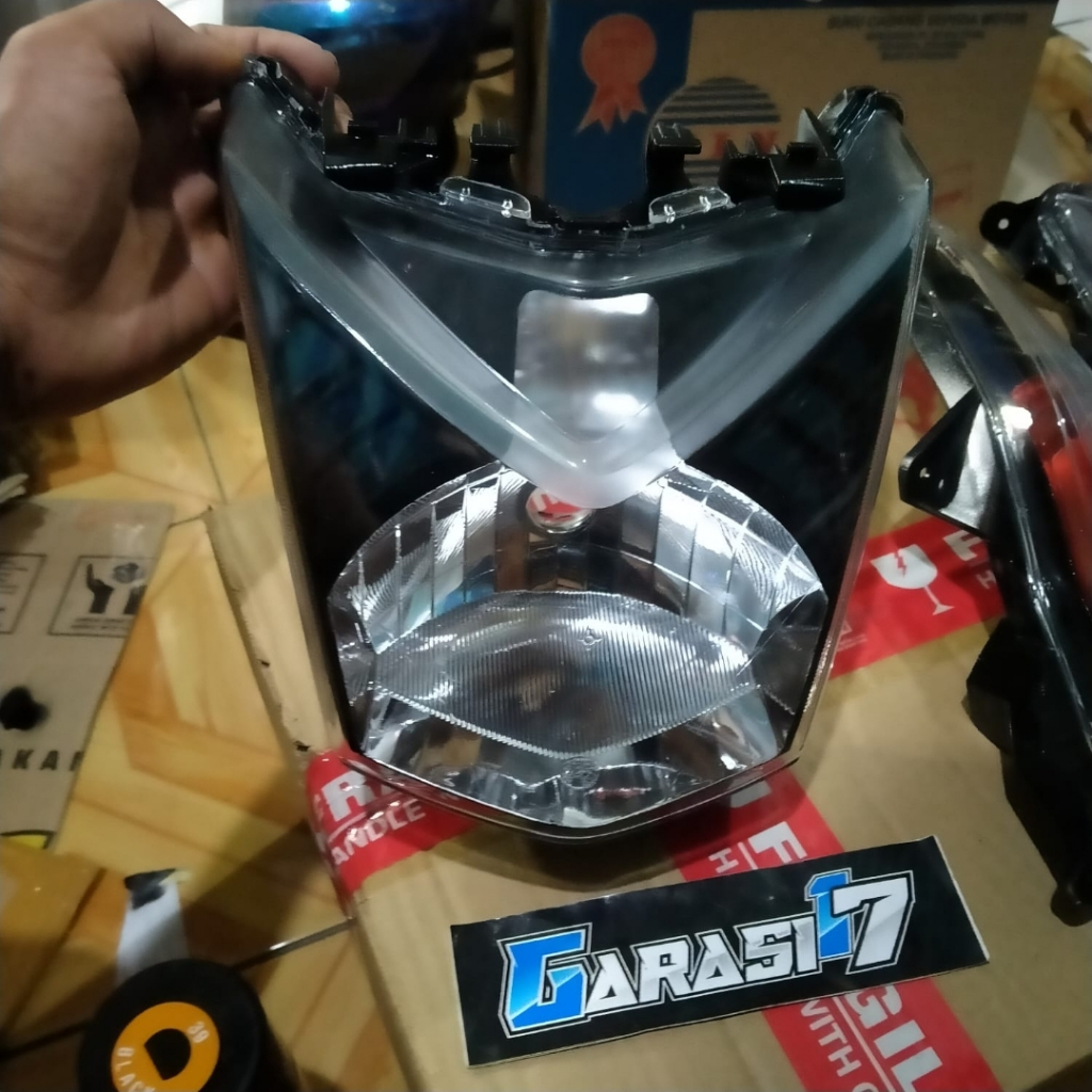 Win Headlamp Reflektor Beat Fi Custom Smoke Hitam Chrome Lampu Depan