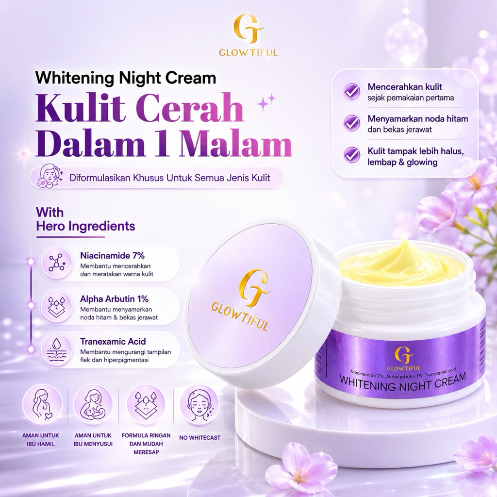 Whitening Night Cream / Cream Malam Memutihkan Cream Flek Hitam BPOM