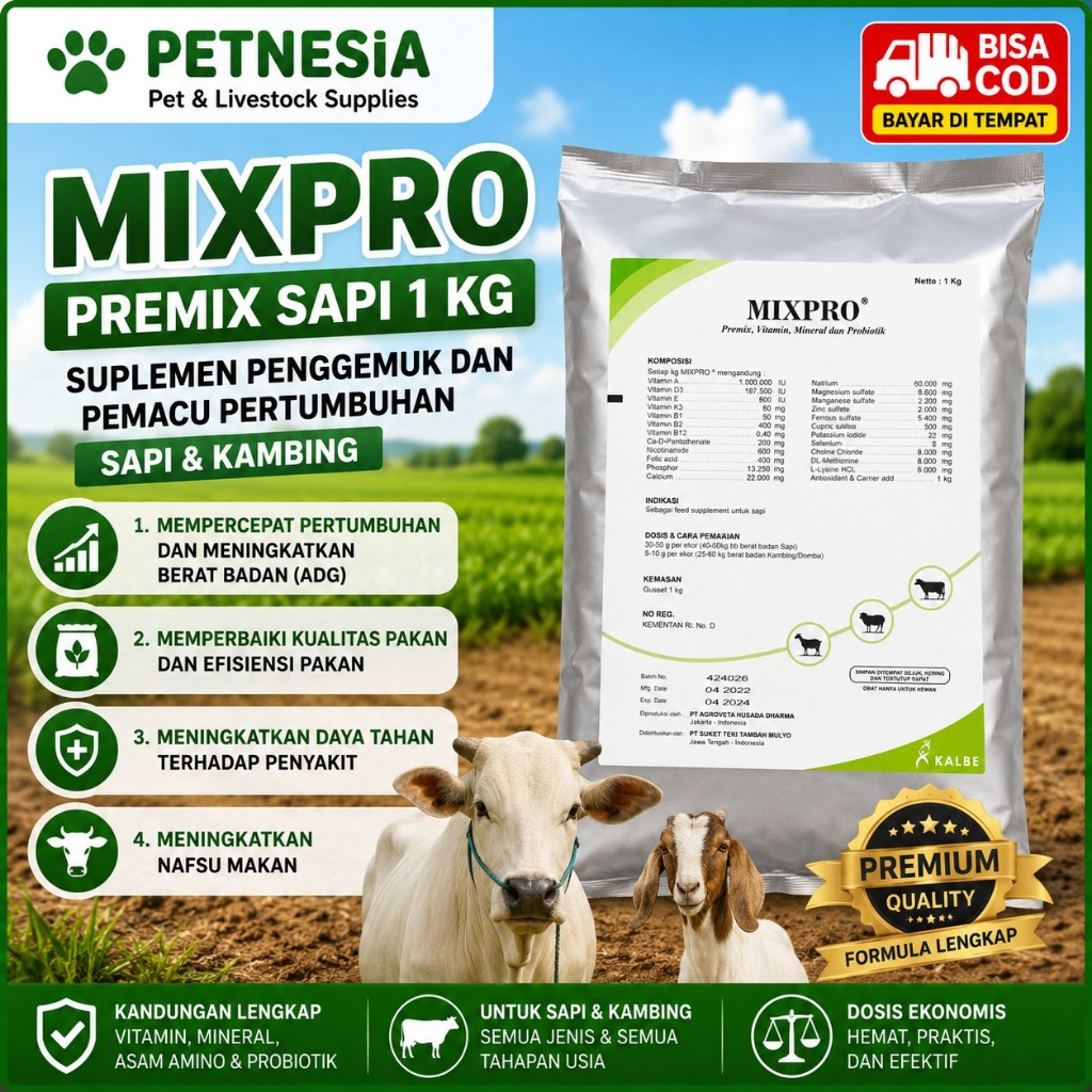 MIXPRO Premix Sapi 1 Kg - Suplemen Penggemuk dan Pemacu Pertumbuhan Sapi dan Kambing