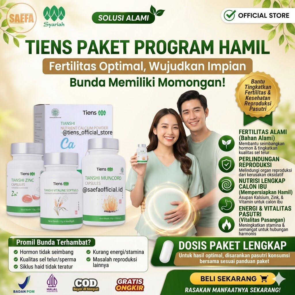 PAKET PROMIL SUAMI ISTRI | MUNCORD ZINC VITALINE CALCIUM TIENS TIANSHI ORIGINAL PROGRAM HAMIL