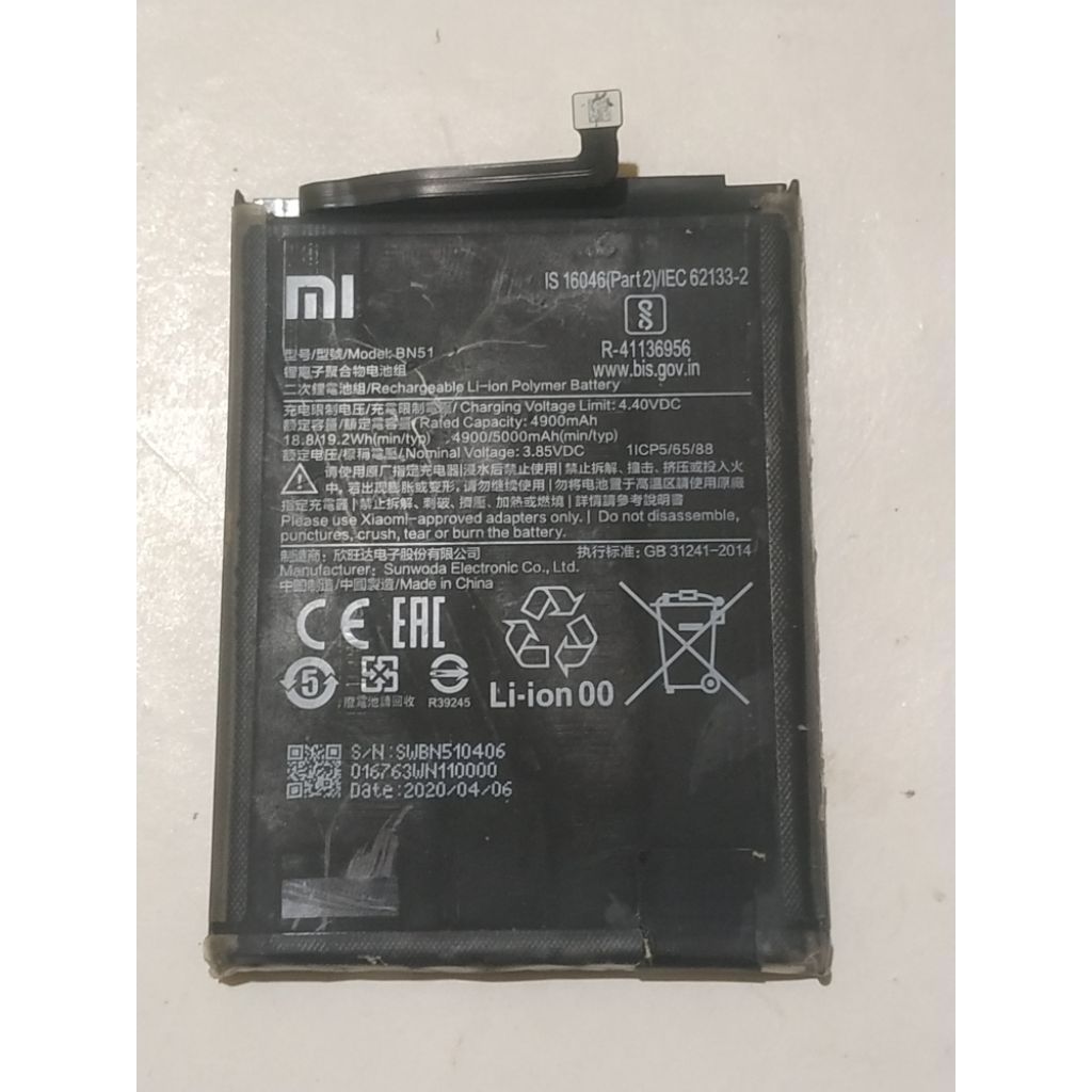 baterai redmi 8/8a/8a pro BN51 second original