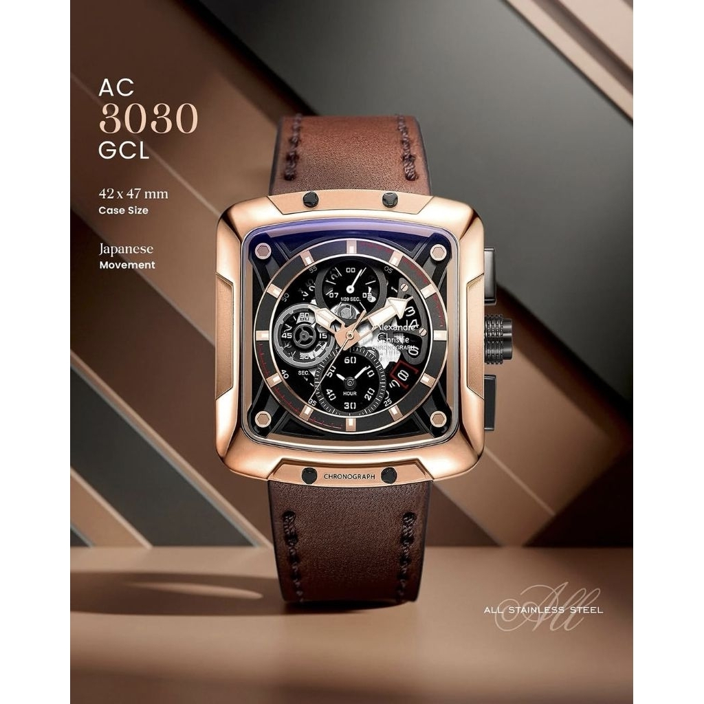 JAM TANGAN PRIA ALEXANDRE CHRISTIE AC3039 AC 3039 AC3030 AC 3030 LEATHER STRAP
