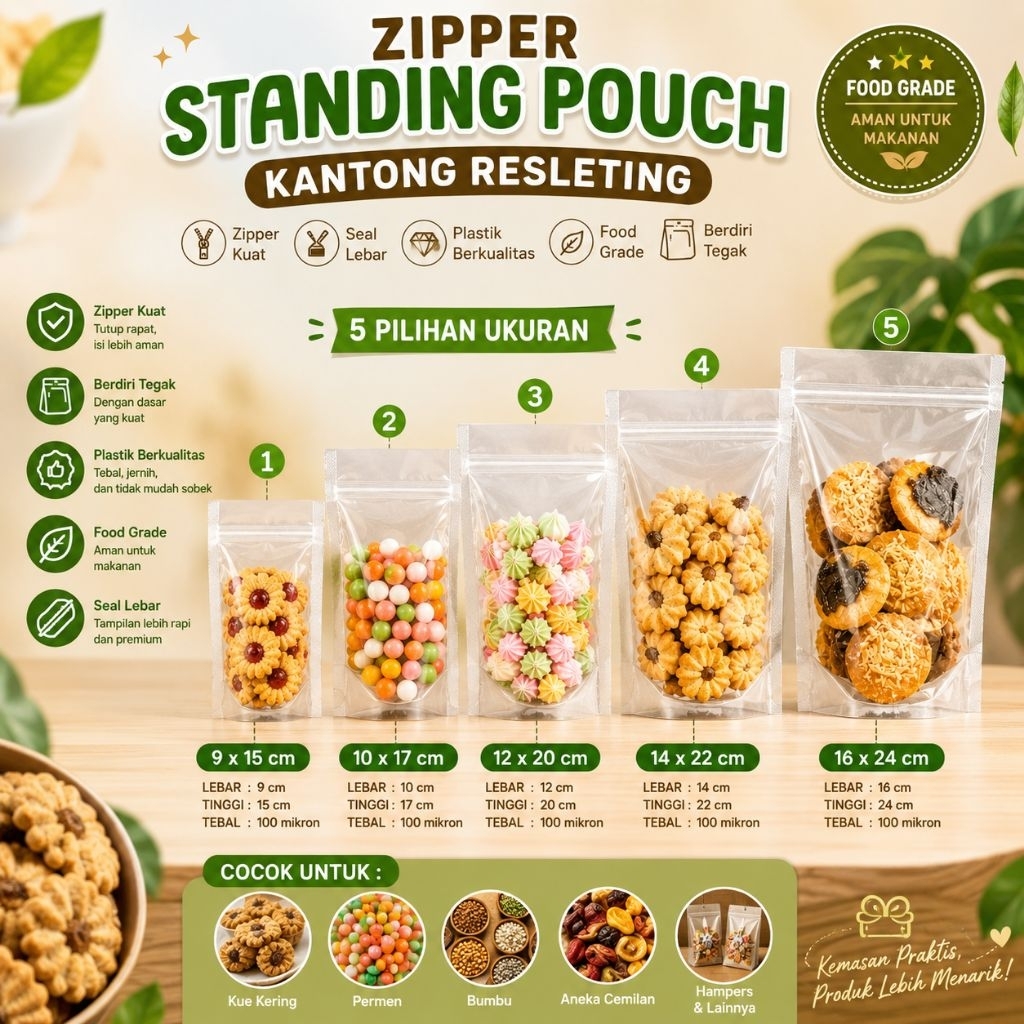 [JJP] standing pouch clear cap tenis meja / standing pouch bening segala ukuran