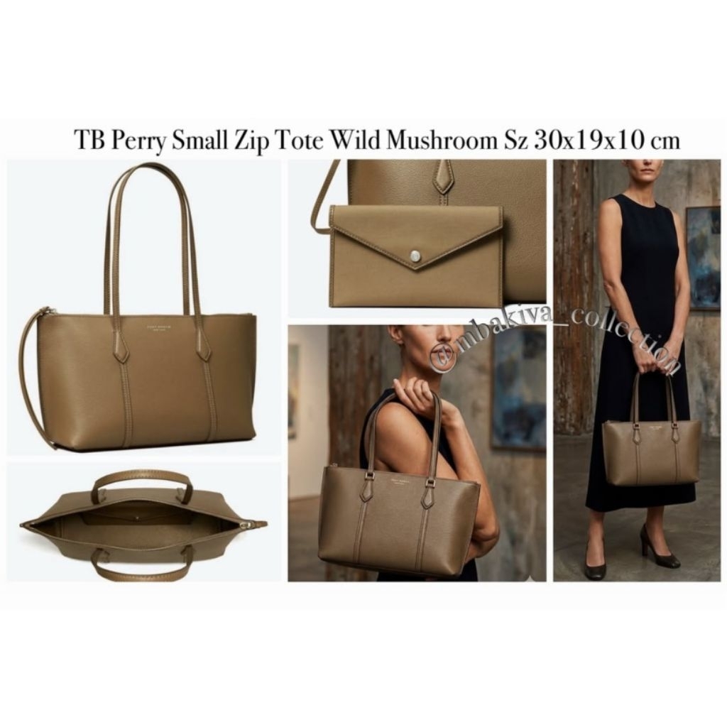 TB Perry Small Zip Tote Wild Mushroom