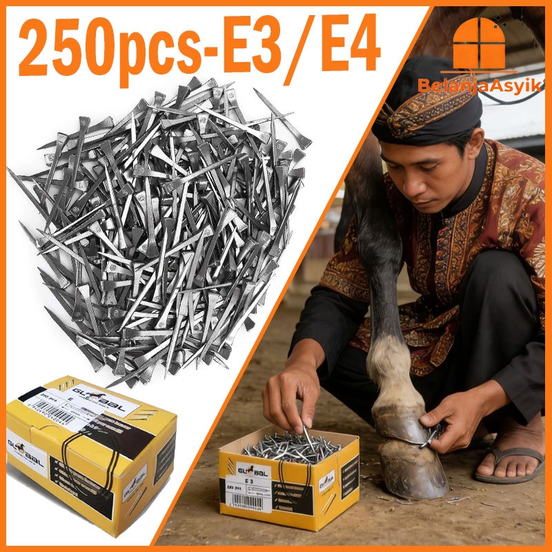 250PCS Paku Ladam Kuda Paku Sepatu Kuda E3/E4 Paku Tapel Kuda Utk Tapal Kuda