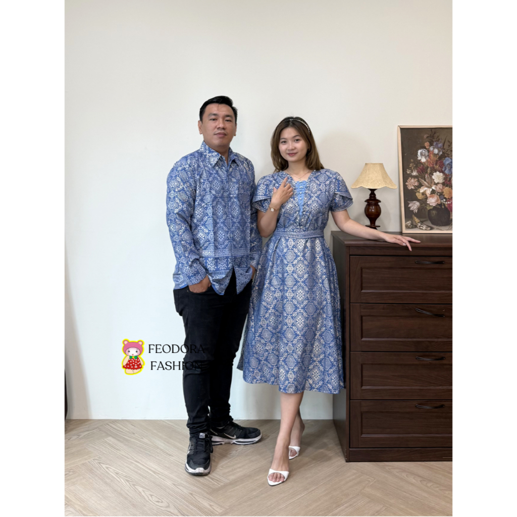 [ FEODORA ] DRESS BATIK VALENTINA  / COUPLE BATIK / KONDANGAN / GEREJA / NATAL / ONE SET