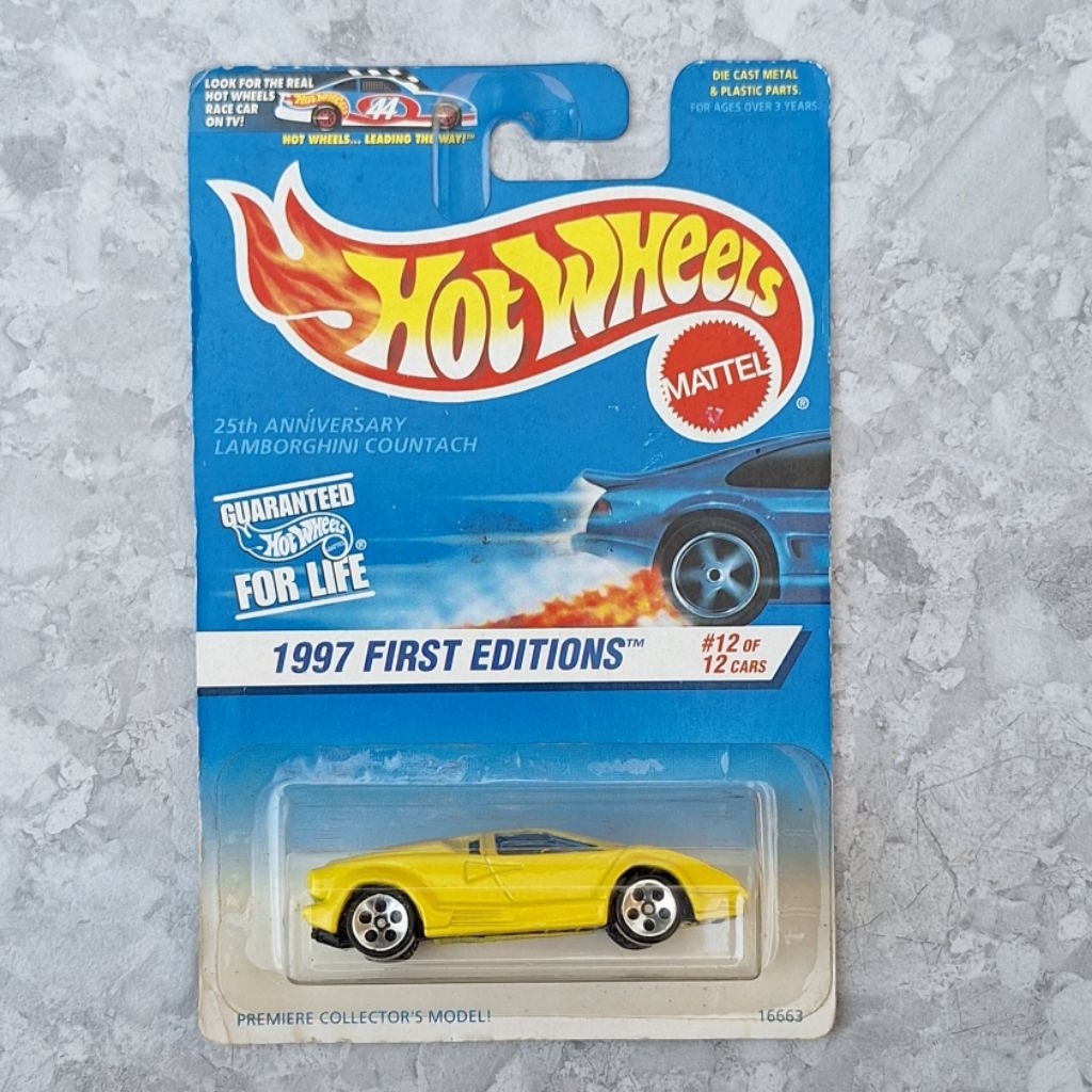 Hot Wheels 25th Anniversary Lamborghini Countach Kuning Tahun Rilis 1997