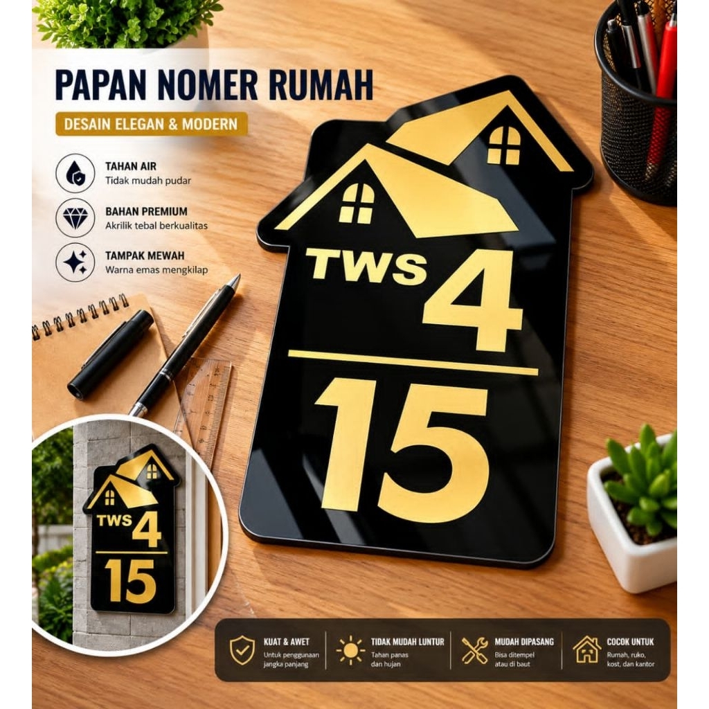 papan No rumah akrilik