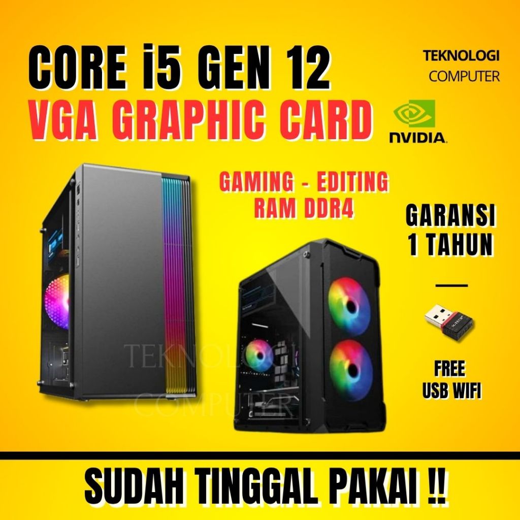 Core i5 | Gen 12 | VGA Nvidia | PC Only | PC Rakitan | Komputer CPU | PC Gaming Editing