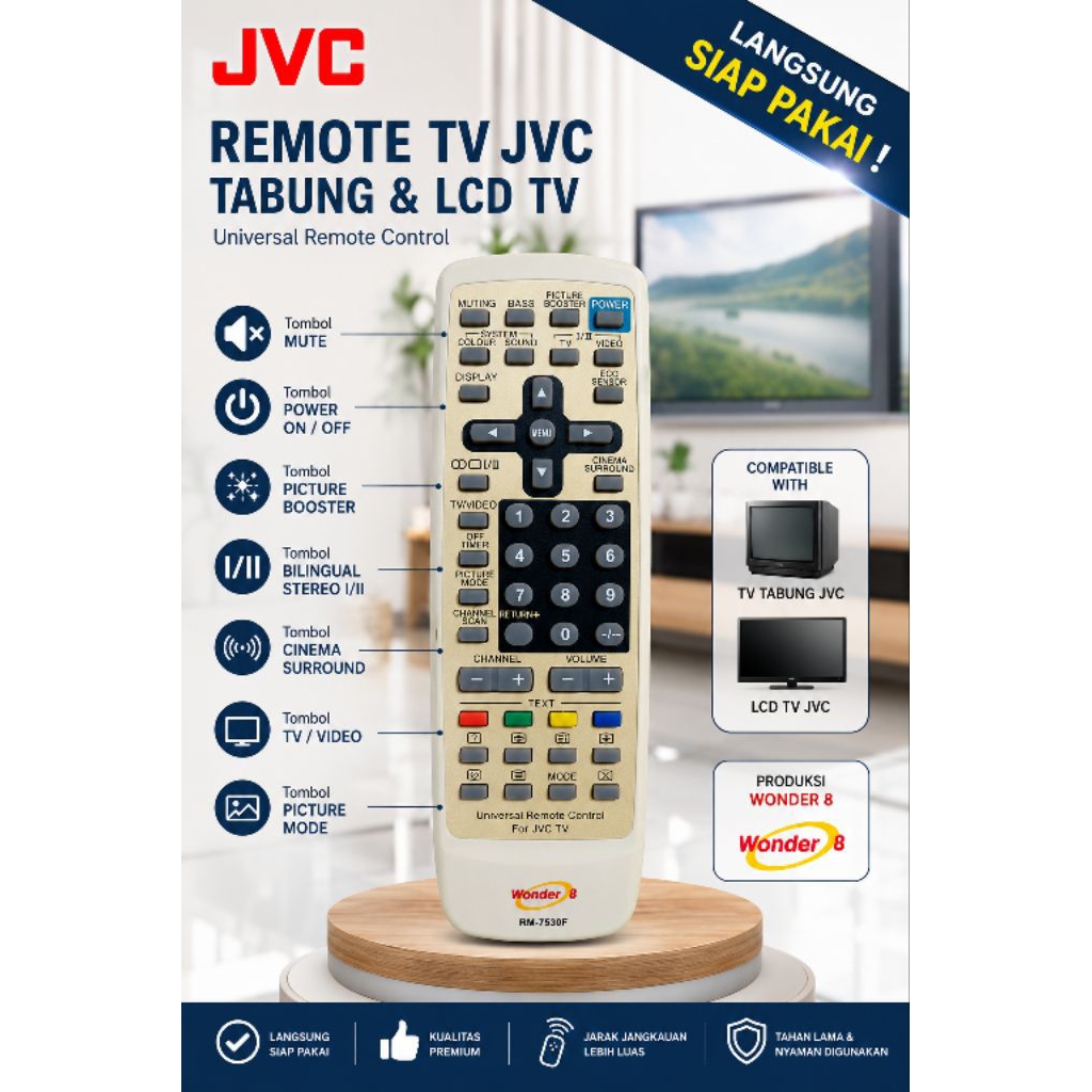 remote TV JVC siap pakai
