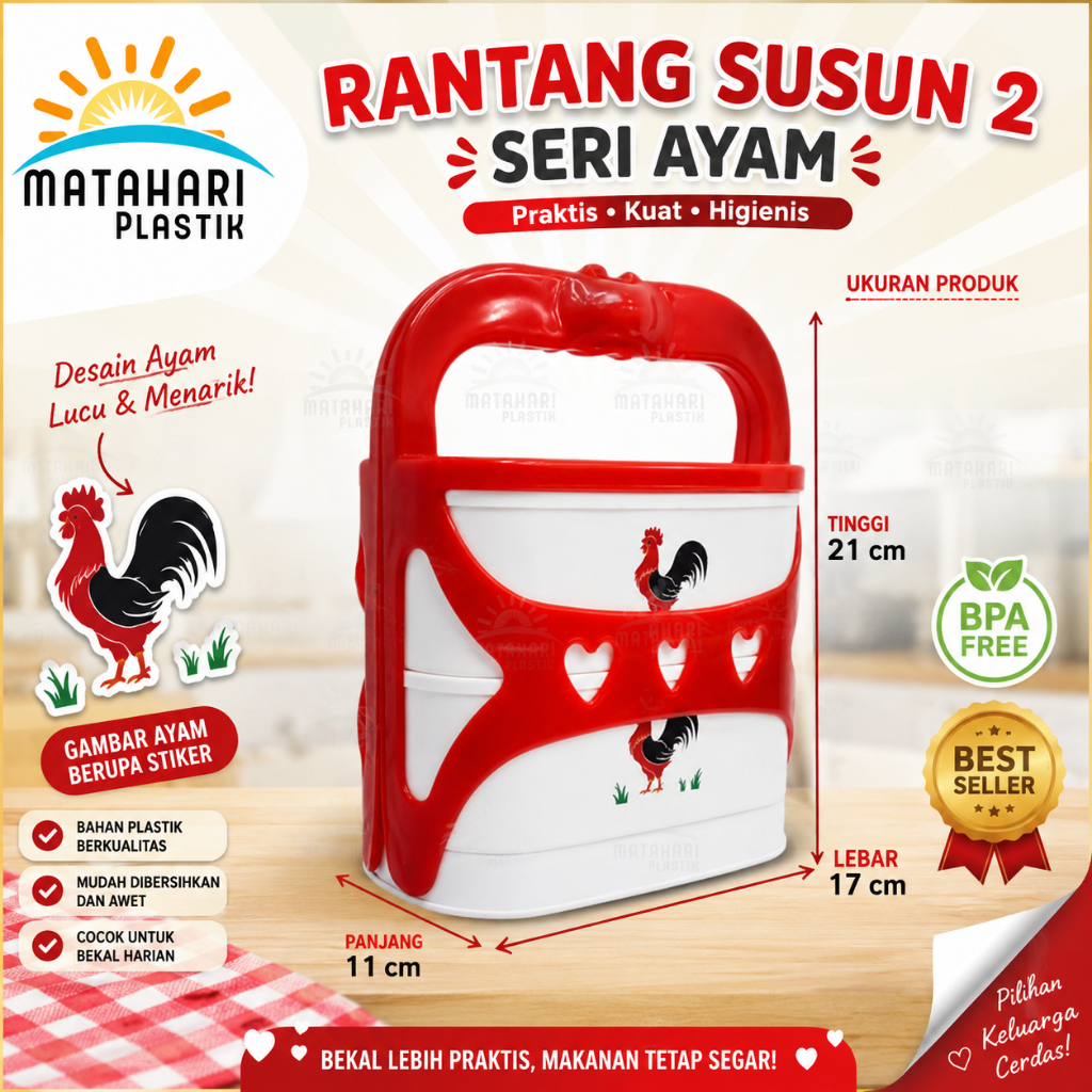 Rantang Mickey Susun/Rantang Anak/Rantang Plastik/Rantang susun 2/Rantang Susun 3/Rantang Seri Ayam