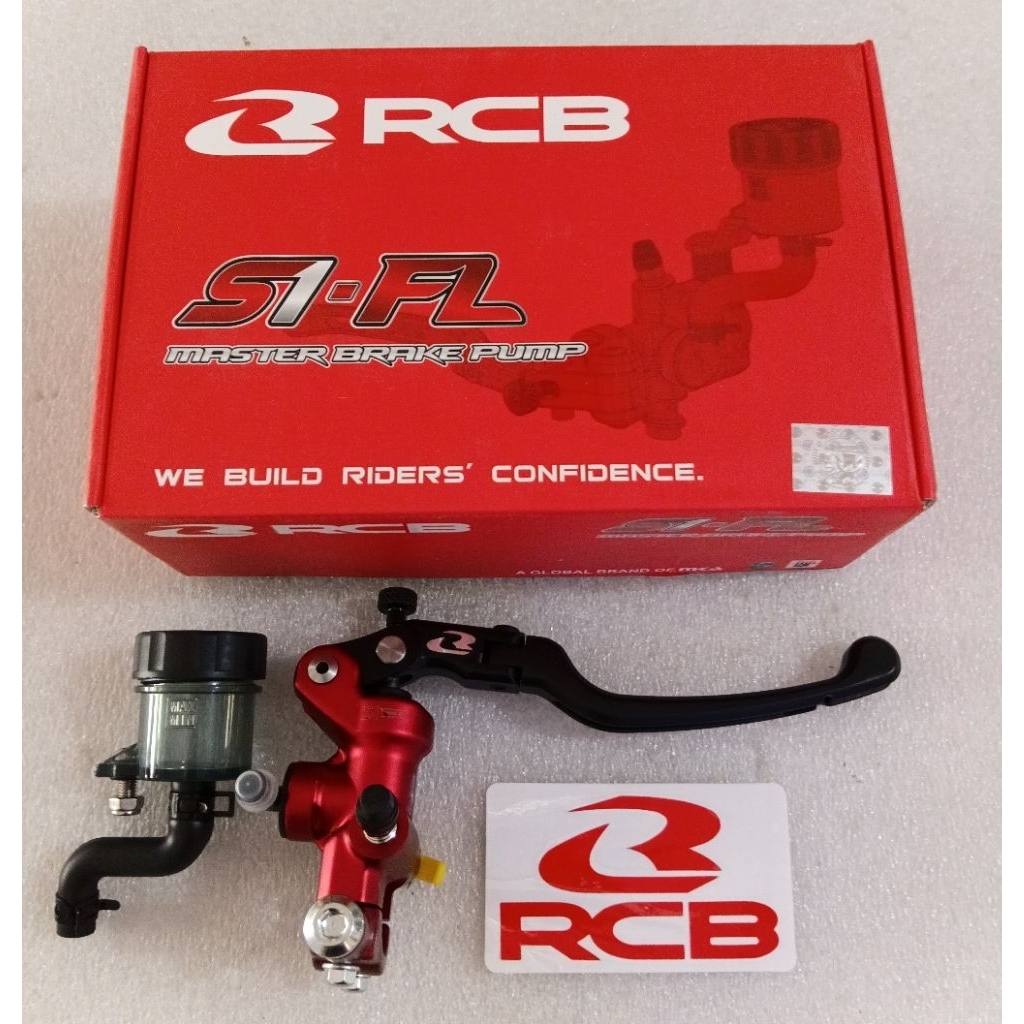 Master Rem Kanan tabung Bulat, Original RCB Racing, S1-FL Hitam/merah