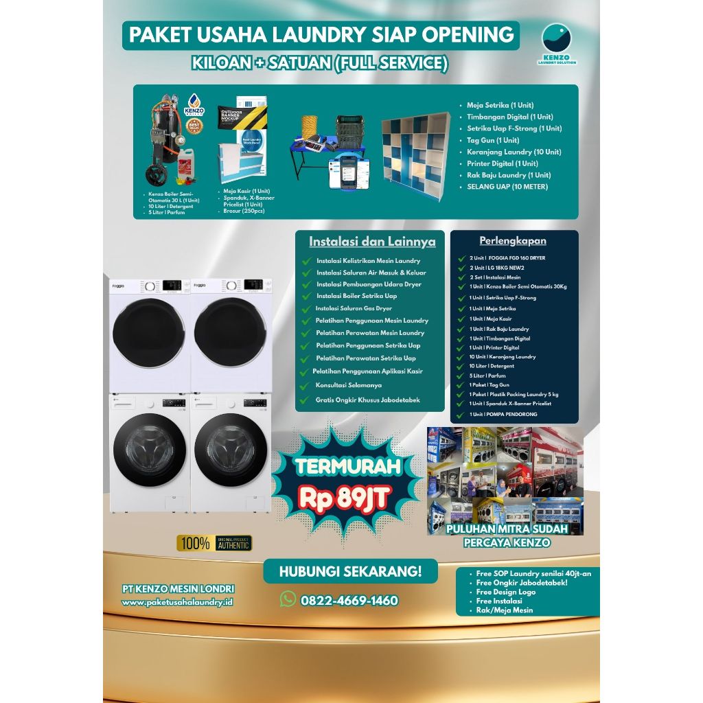 KONSULTASI USAHA LAUNDRY GRATIS | PAKET MESIN LAUNDRY LG DAN FOGGIA
