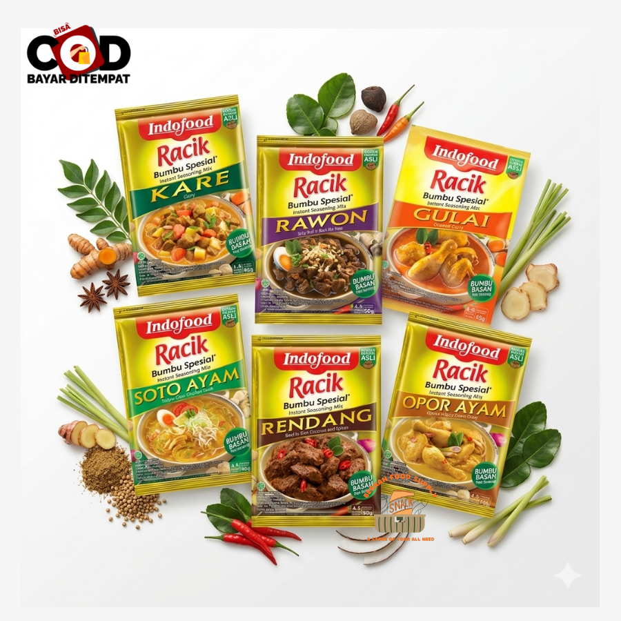 (BERKAH) Indofood Bumbu Racik Instan Rendang Opor Ayam Gulai Kare Rawon Soto Ayam Bumbu Spesial Bumb