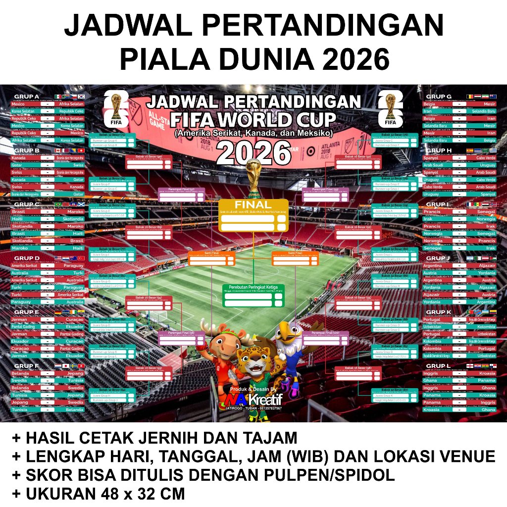 Poster Jadwal Piala Dunia 2026 / EURO 2024 Jerman / World Cup 2026