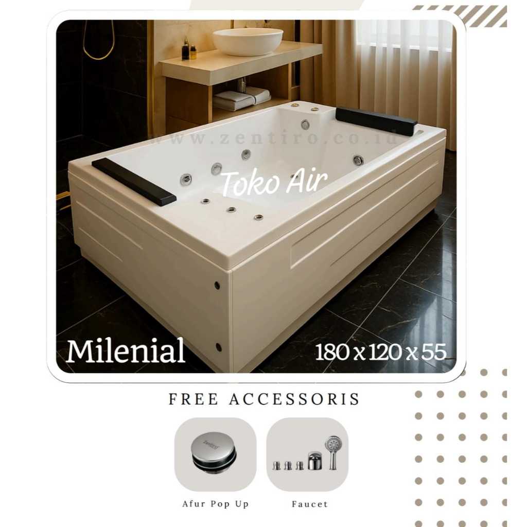 ZENTIRO Bathtub Jacuzzi Standing MILENIAL | Bathtub Whirlpool Marble 180