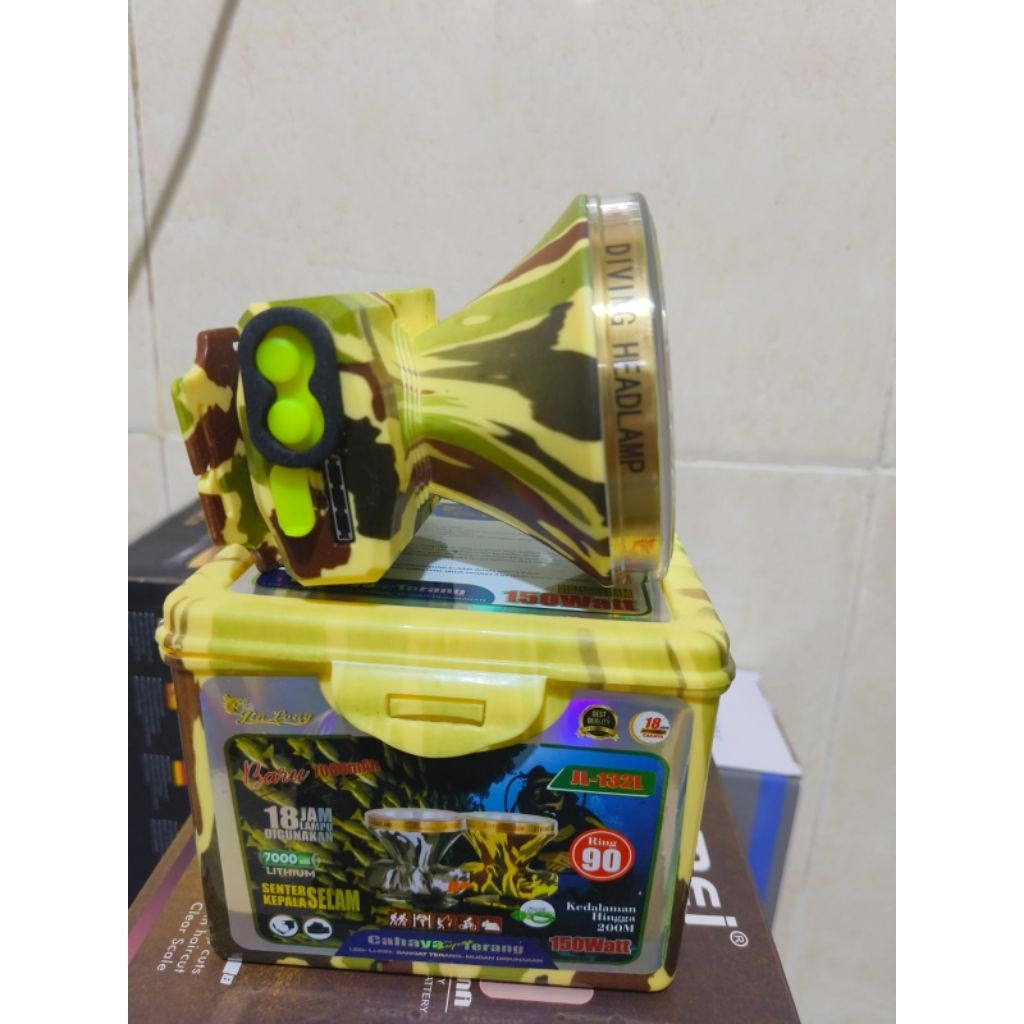 JL-132L Jinlong Senter Kepala Selam Diving 150W Cahaya Putih Waterproof Super Terang Batre 7000mAh