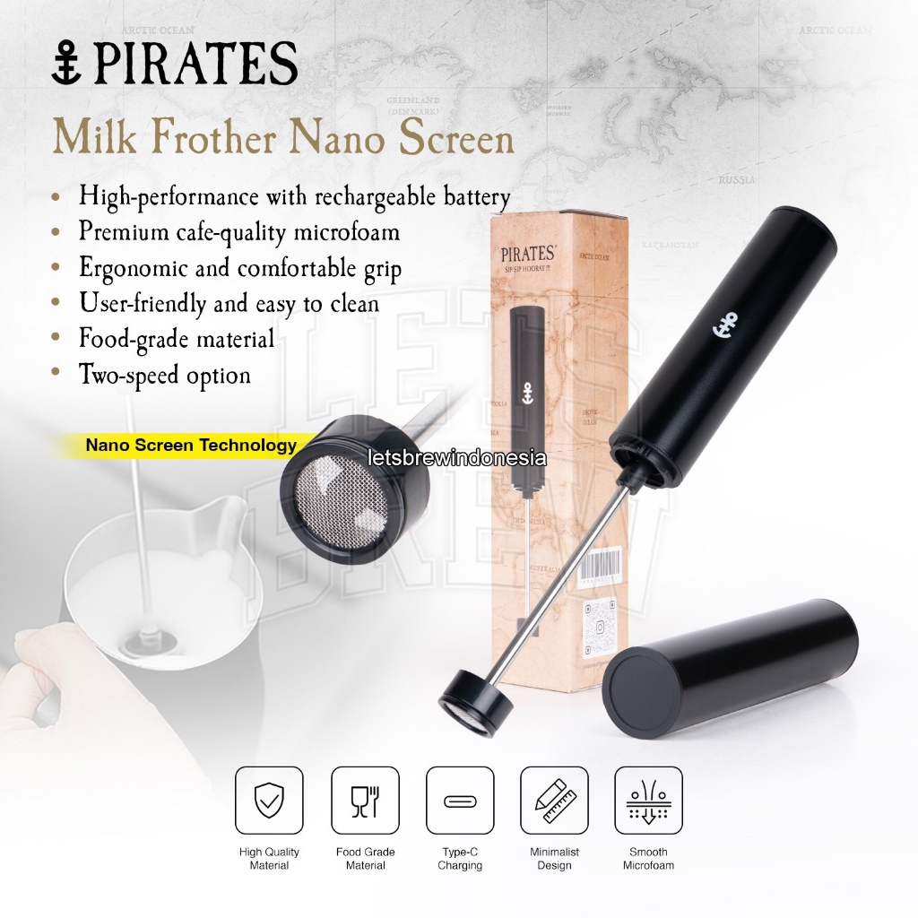 Milk Frother Nanofoamer Pirates USB Charging Black / Nano Foamer / Milk Frother Nano