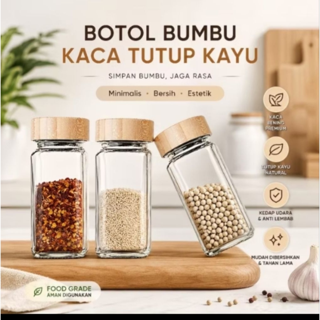 Botol kaca bumbu 120ml botol rempah bumbu masak