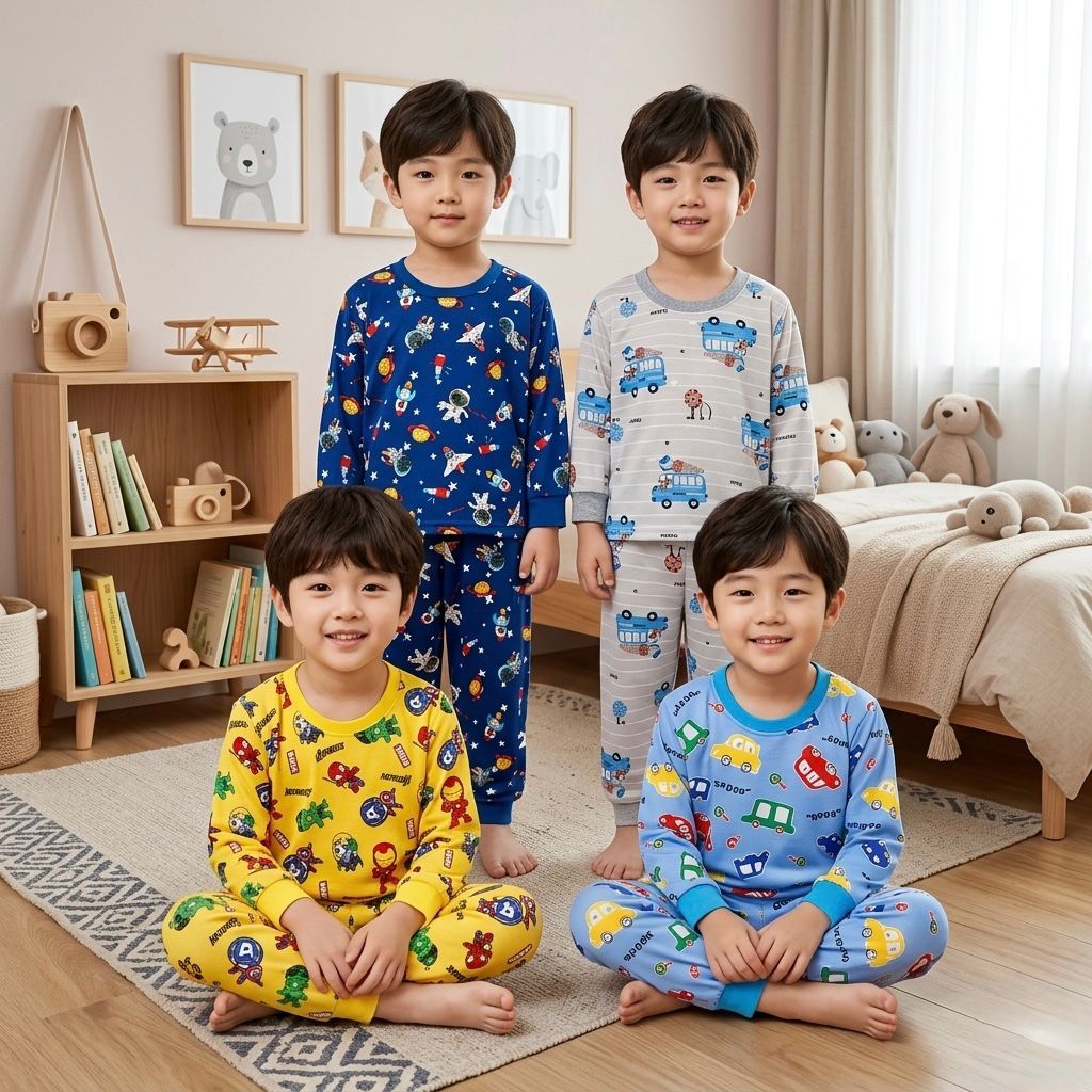 FOYA Kids - Setelan Premium baju tidur anak unisex/motif fullGambar usia 0-6 tahun/setelan baju tidu