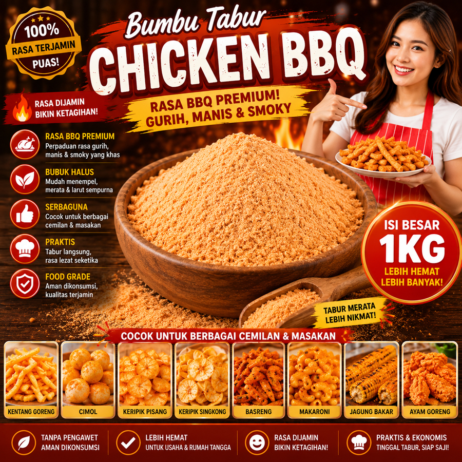 Bumbu Barbeque Bubuk Tabur Kiloan Aneka Bubuk Tabur Rasa Chicken BBQ 1Kg Kebutuhan Memasak Bumbu Lod