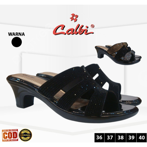 CALBI Sandal Hak Heels 5 cm selop slide pesta kondangan kasual casual ringan perempuan original