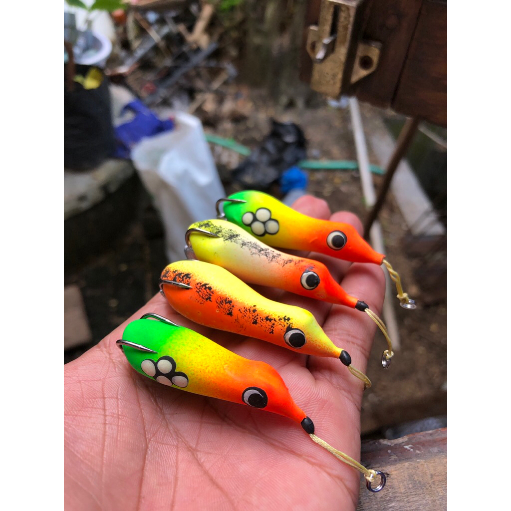 Soft Frog Ndangak Action Floating Berdiri Geol WTD Lure Casting Gabus Toman