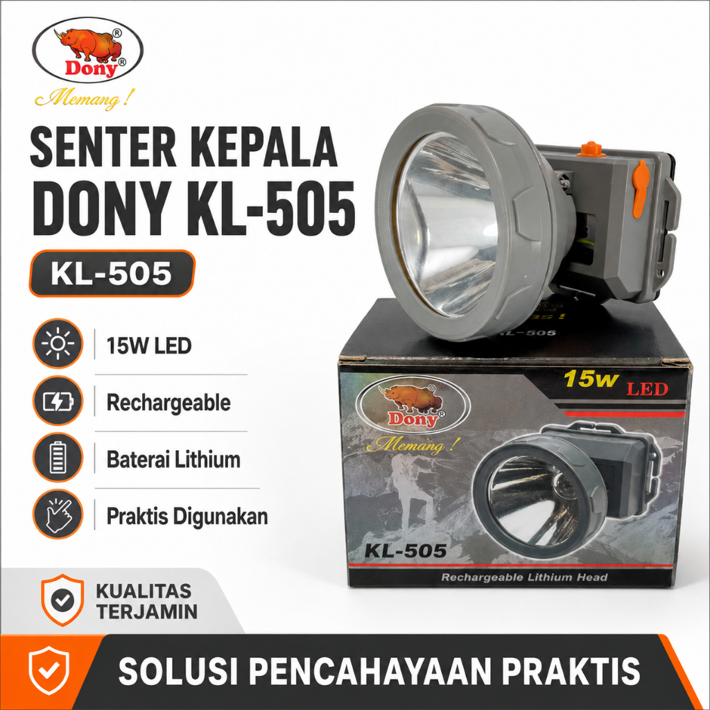 Senter Kepala DONY KL-505 - Headlamp Rechargeable LED Super Terang