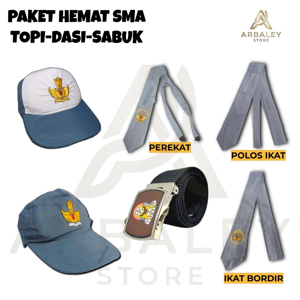 TOPI SMA DASI SMA IKAT PINGGANG SMA 1 PAKET / PAKET TOPI DASI IKAT PINGGANG SMA