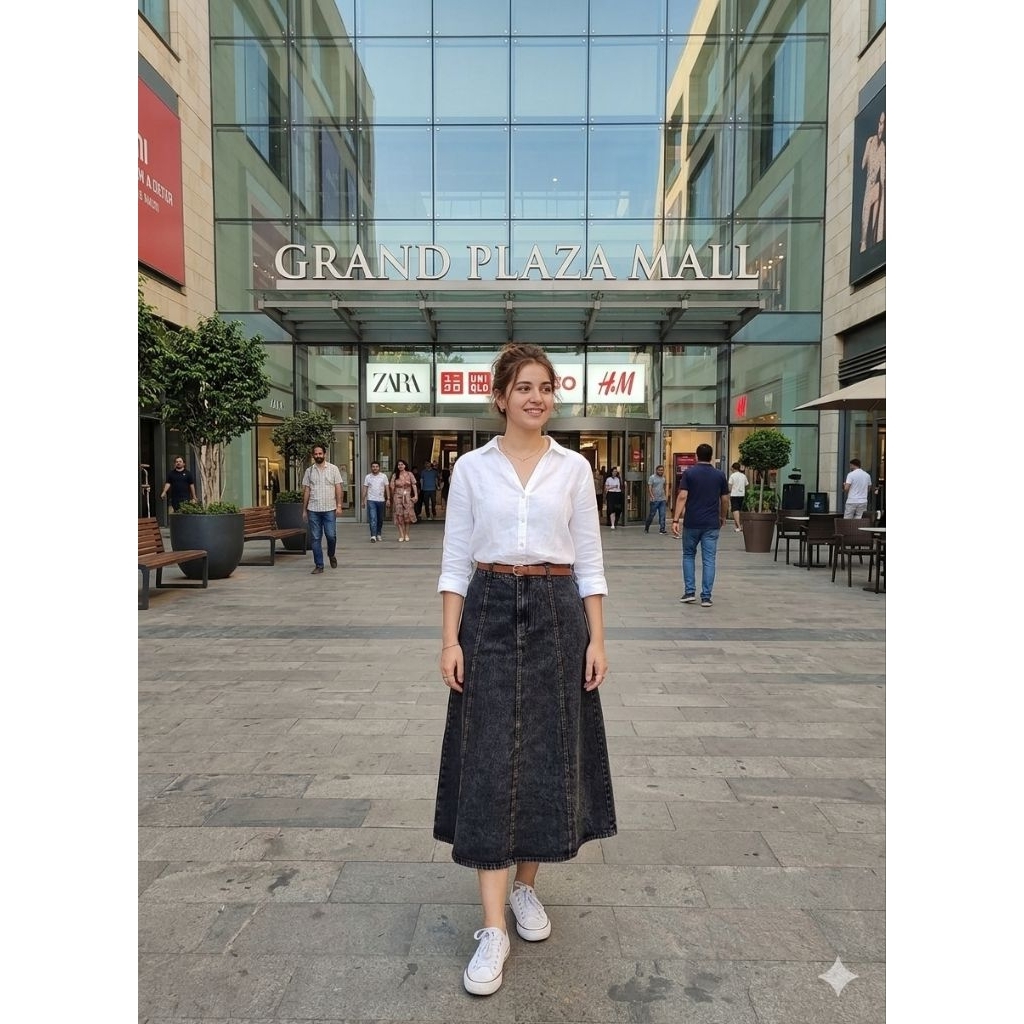 Rok levis wanita kekinian Rok jeans a line Rok jeans wanita panjang mayung