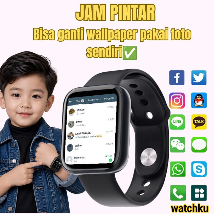 Jam Tangan Pintar Anak Pria Wanita Dewasa Smartwatch Terbaru d20 y68 Olahraga Sensor Detak Jantung M